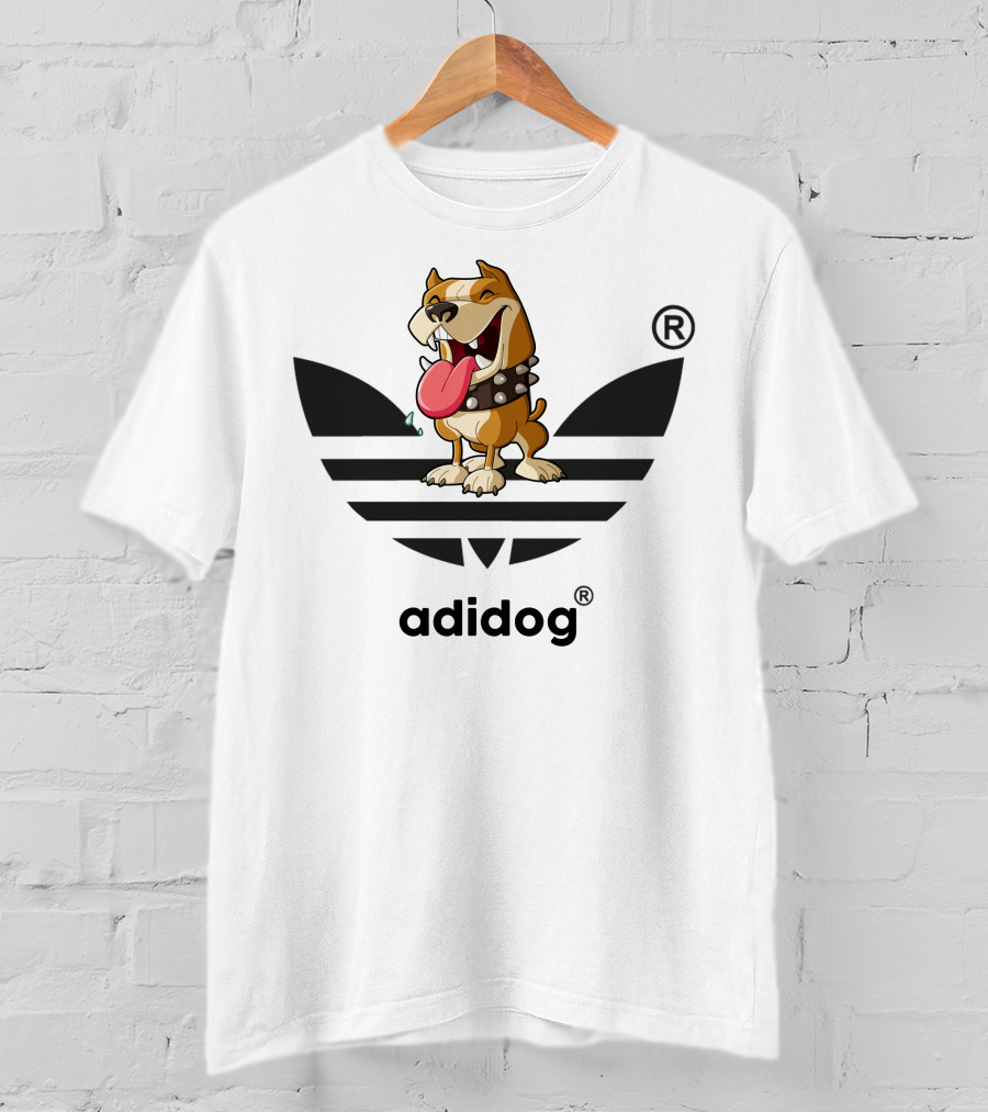 Adidog Funny Dog With Tongue Out And Spiked Collar T-Shirt