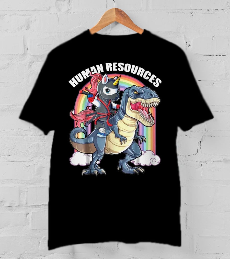 Unicorn Ninja Riding T-Rex With Rainbow T-Shirt