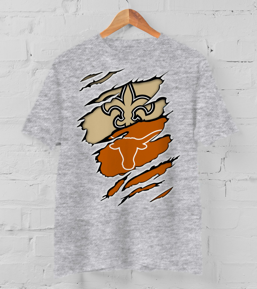 Saints Fleur-de-Lis Longhorns Logo Combination T-Shirt