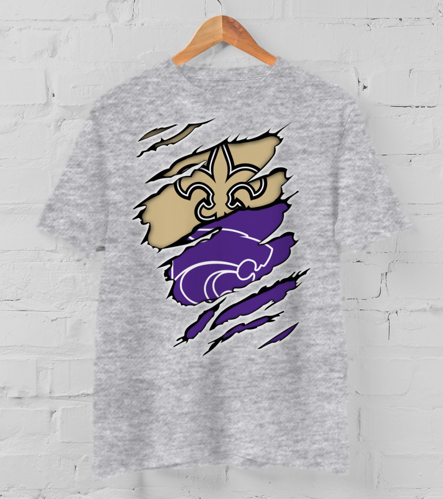 Kansas State Wildcats New Orleans Saints Fleur-de-lis Combination T-Shirt