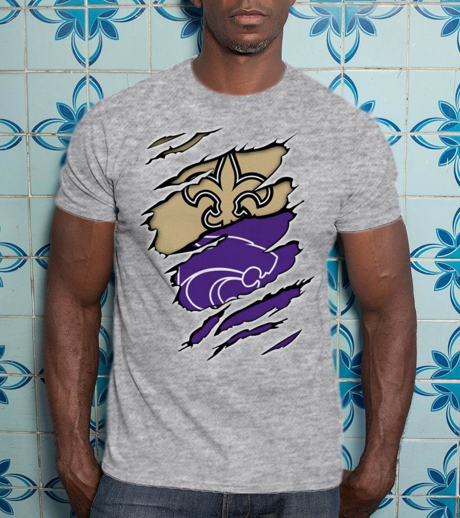 Kansas State Wildcats New Orleans Saints Fleur-de-lis Combination T-Shirt