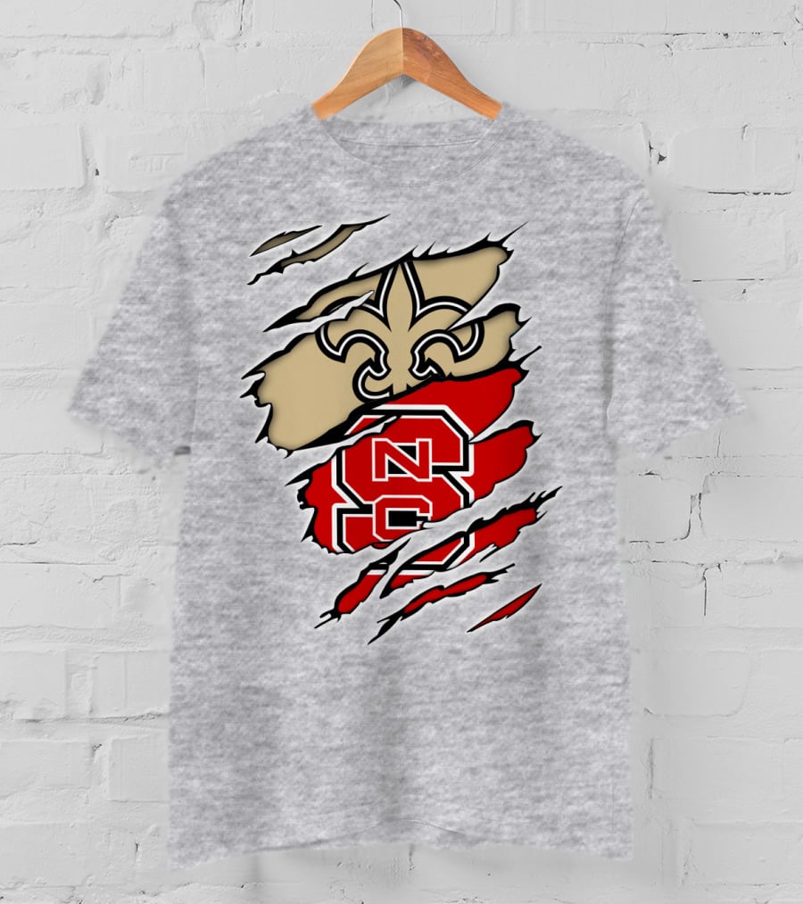 NC State Wolfpack And New Orleans Saints Logo Mashup T-Shirt