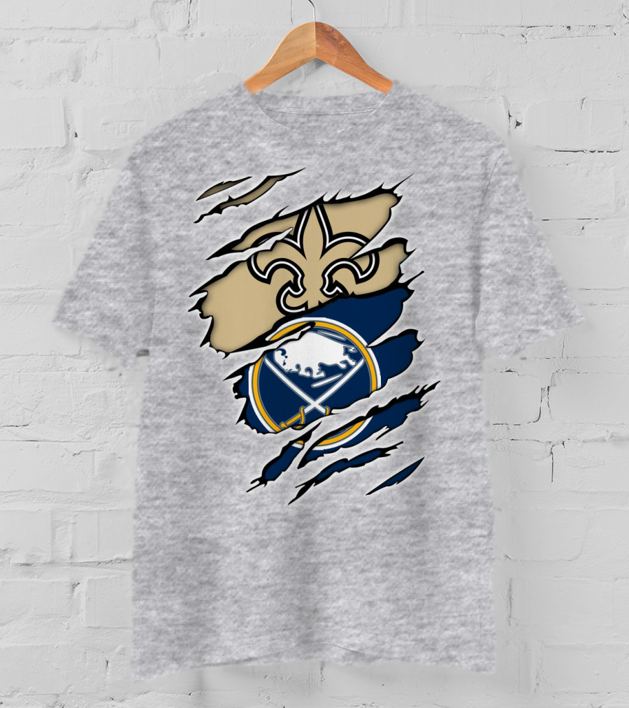 Saints Sabres Fleur-de-Lis And Buffalo Emblems T-Shirt