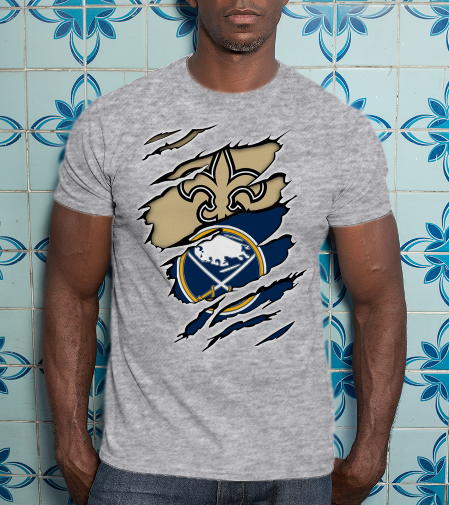 Saints Sabres Fleur-de-Lis And Buffalo Emblems T-Shirt