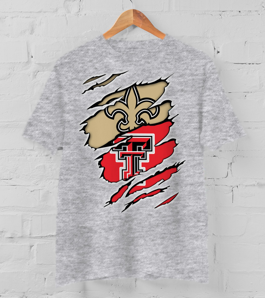Saints Fleur-de-Lis Texas Tech Double T Combo T-Shirt