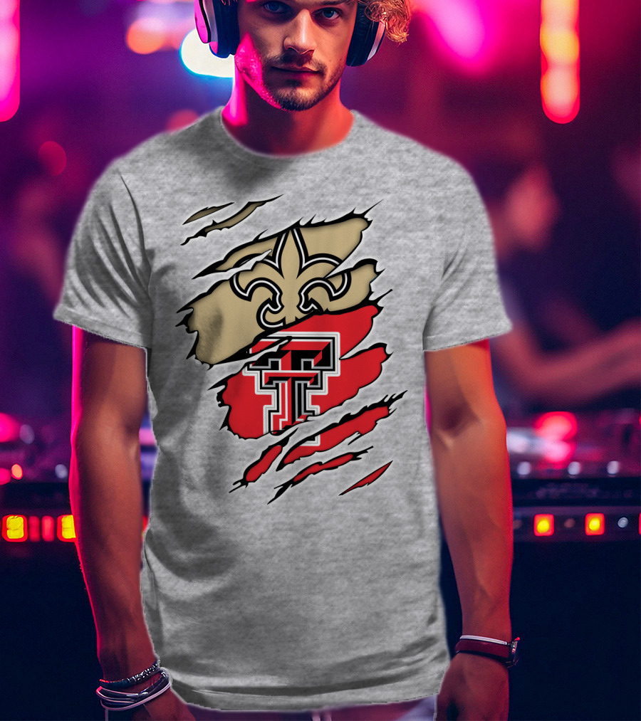 Saints Fleur-de-Lis Texas Tech Double T Combo T-Shirt