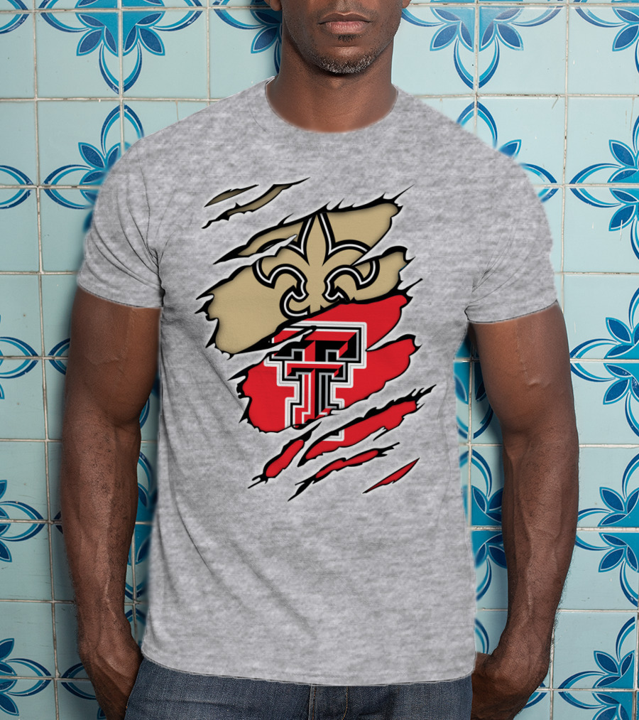 Saints Fleur-de-Lis Texas Tech Double T Combo T-Shirt