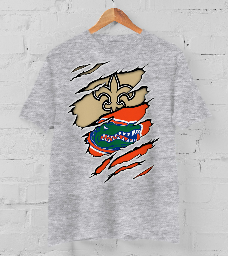 Saints Gators Fleur-De-Lis And Gator Clash Tribute T-Shirt