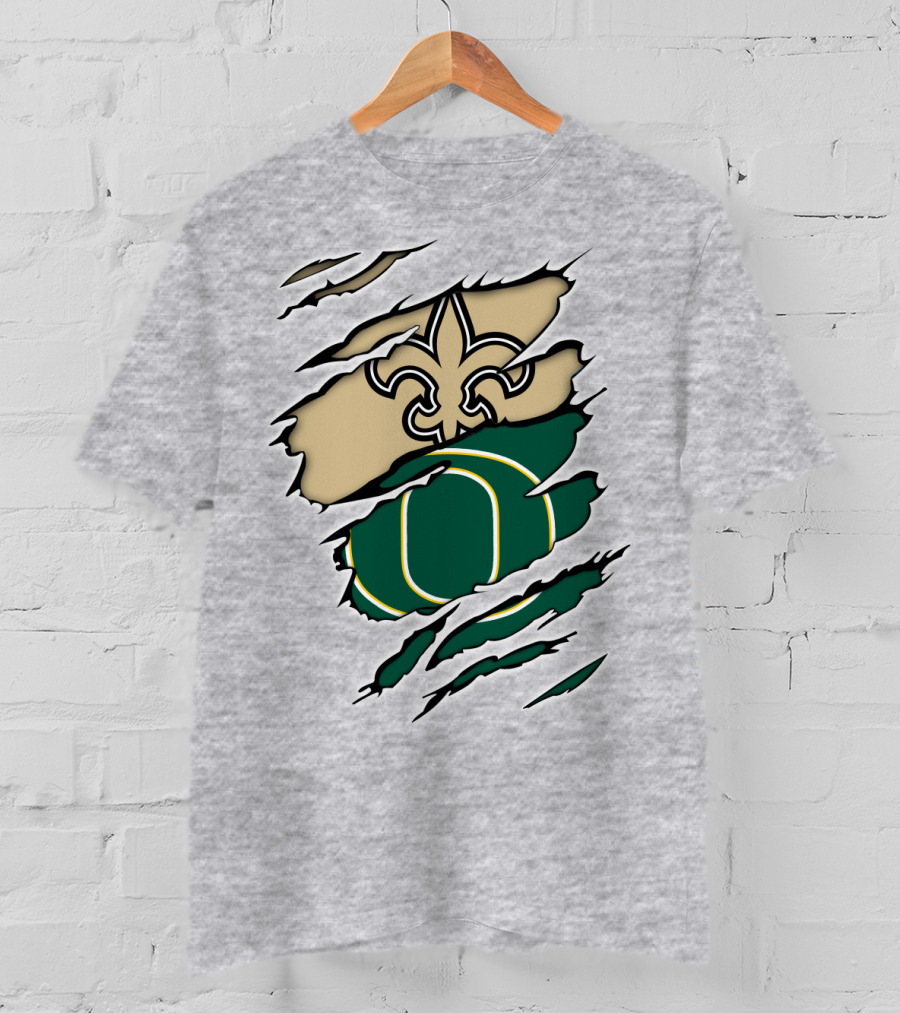 New Orleans Saints Oregon Ducks Logo Mashup T-Shirt
