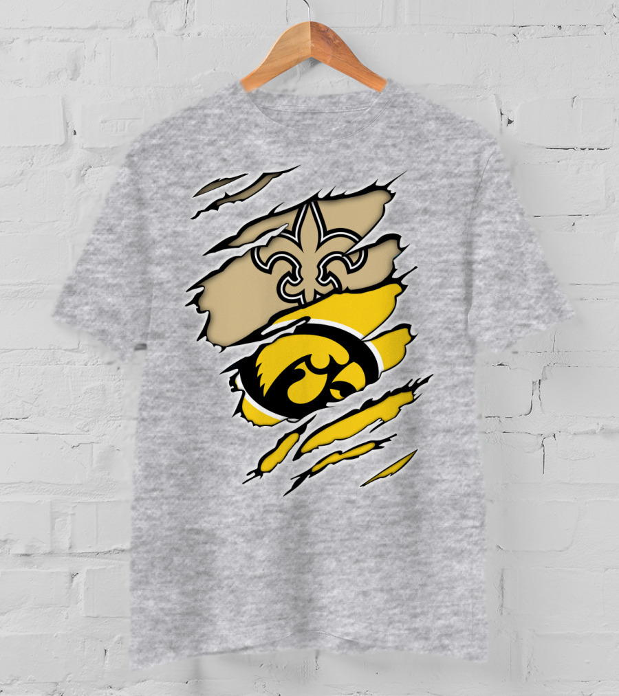 Iowa Hawkeyes And New Orleans Saints Fusion T-Shirt