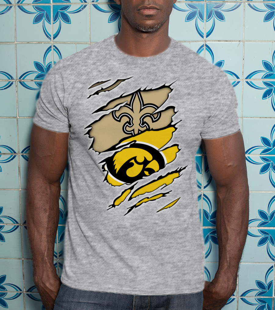 Iowa Hawkeyes And New Orleans Saints Fusion T-Shirt
