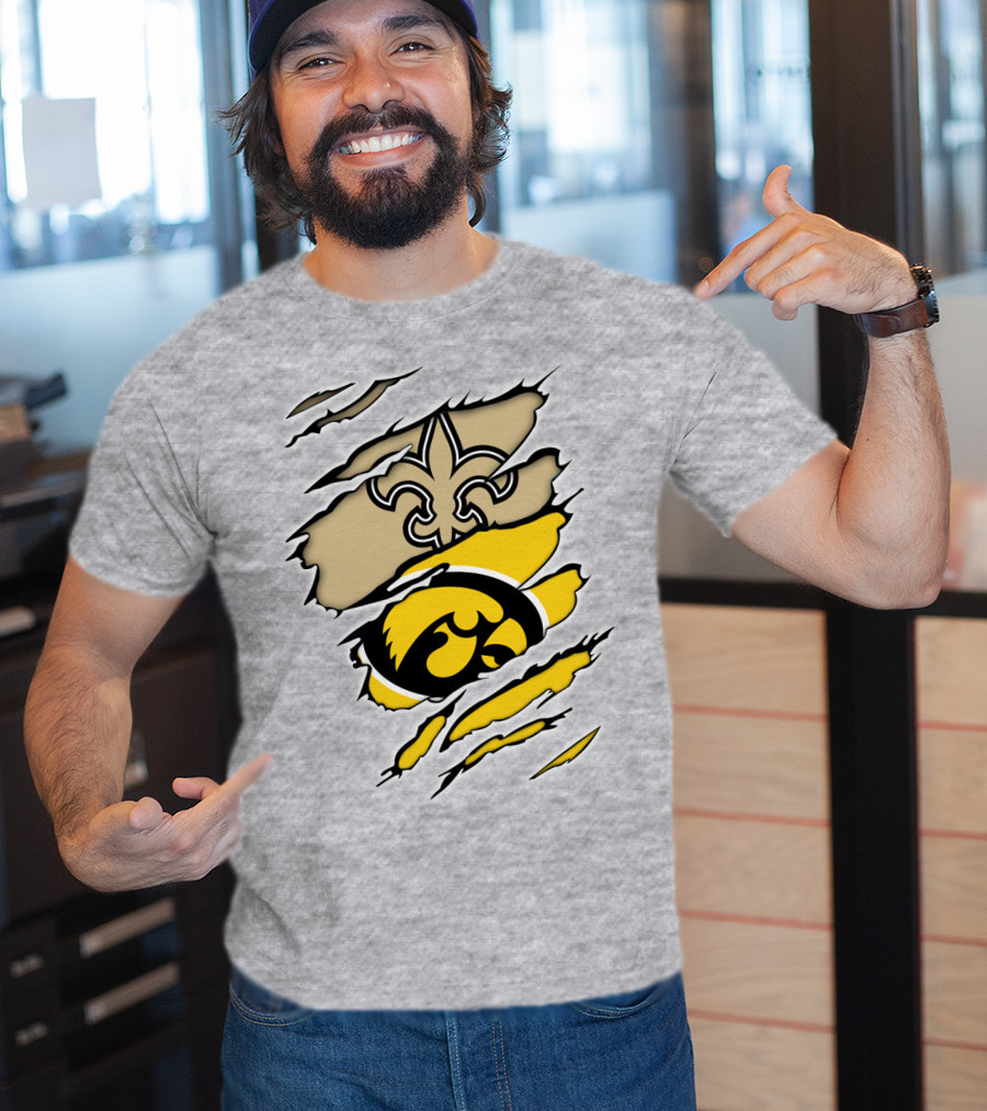 Iowa Hawkeyes And New Orleans Saints Fusion T-Shirt