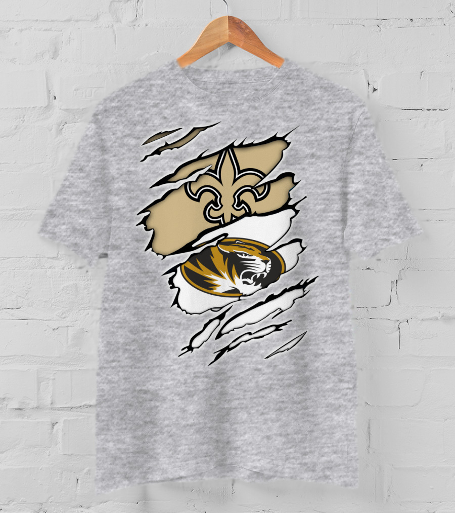 Saints New Orleans Fleur-de-Lis Missouri Tigers T-Shirt