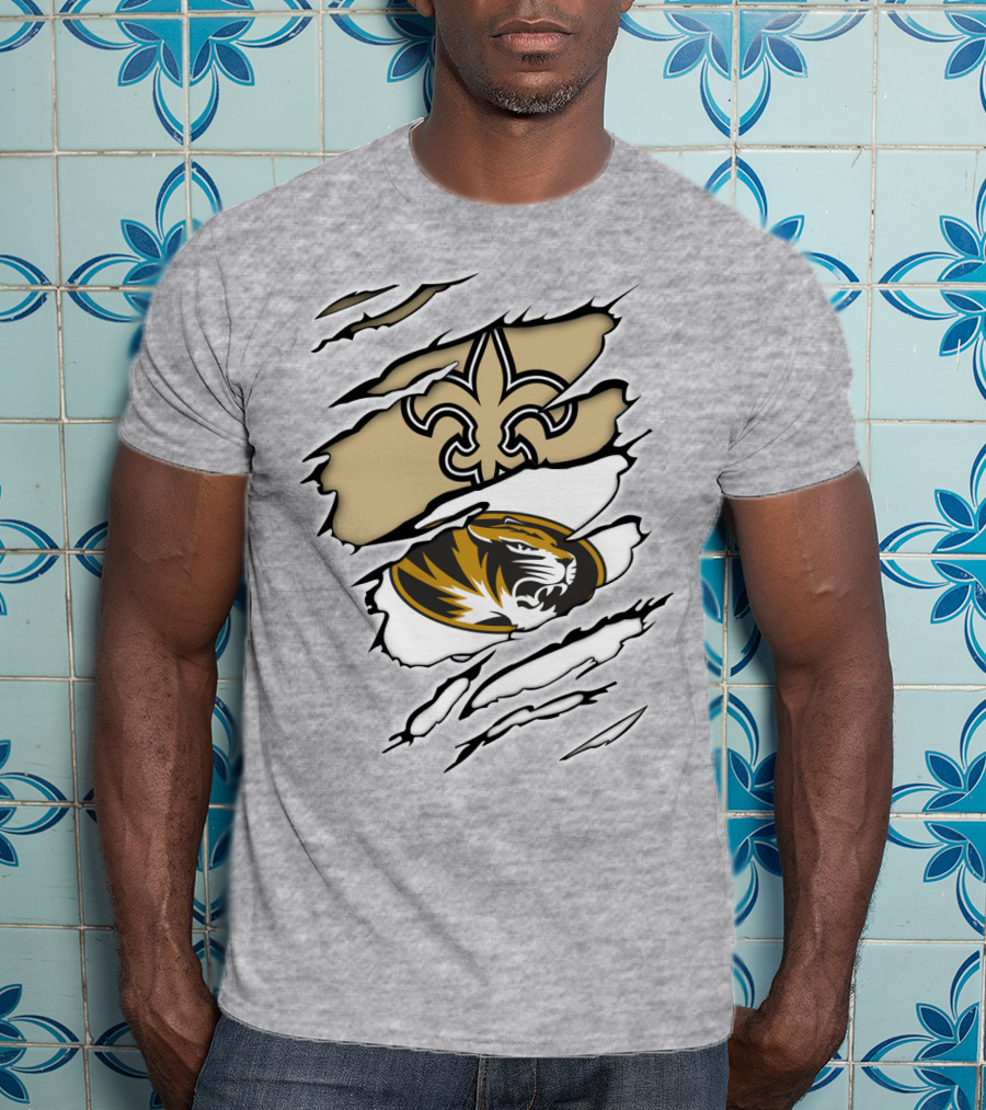 Saints New Orleans Fleur-de-Lis Missouri Tigers T-Shirt