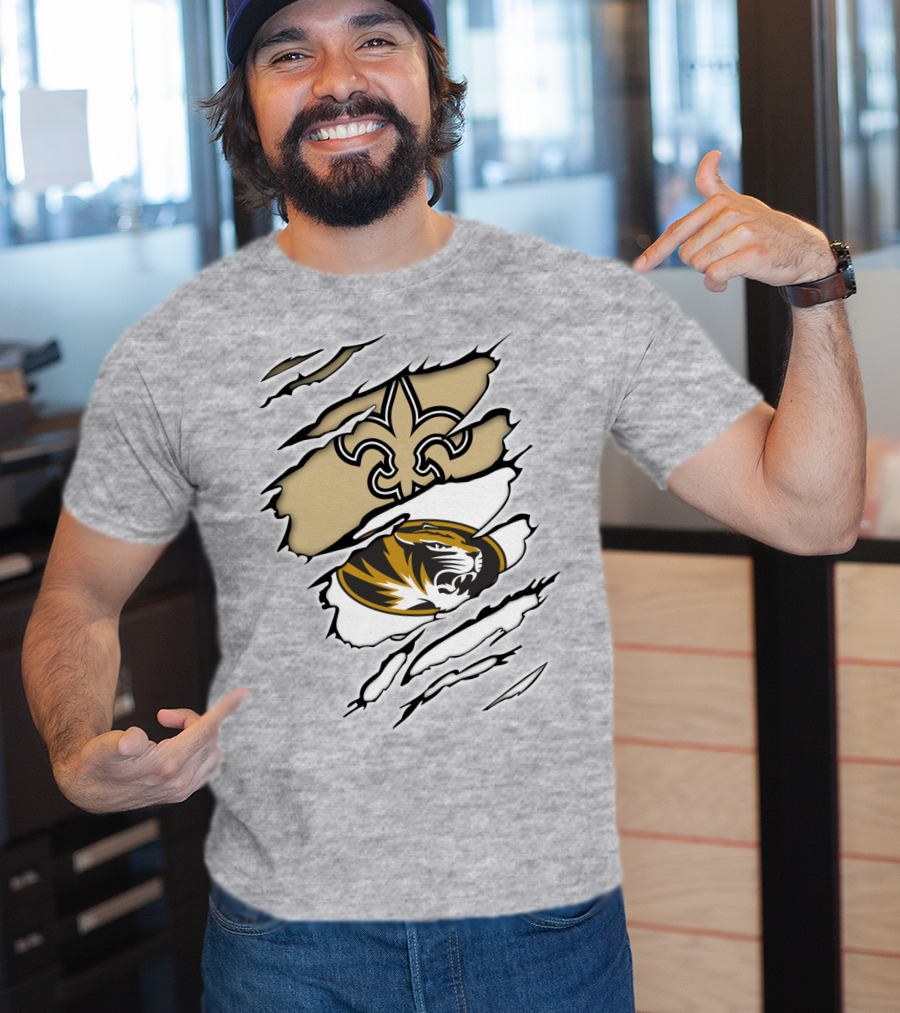 Saints New Orleans Fleur-de-Lis Missouri Tigers T-Shirt