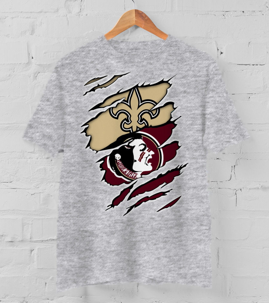 New Orleans Saints Seminoles Logo Ripped T-Shirt