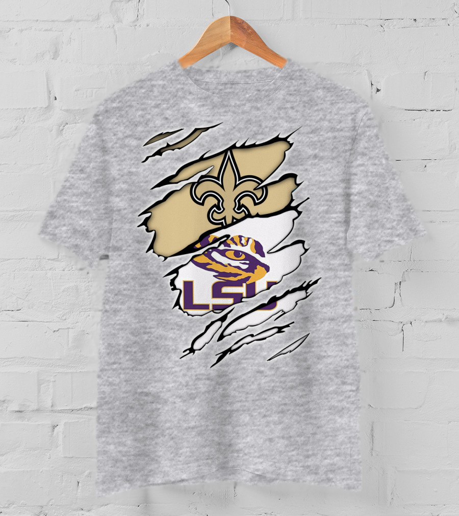 New Orleans Saints Lsu Tigers Claw Logo Fusion T-Shirt