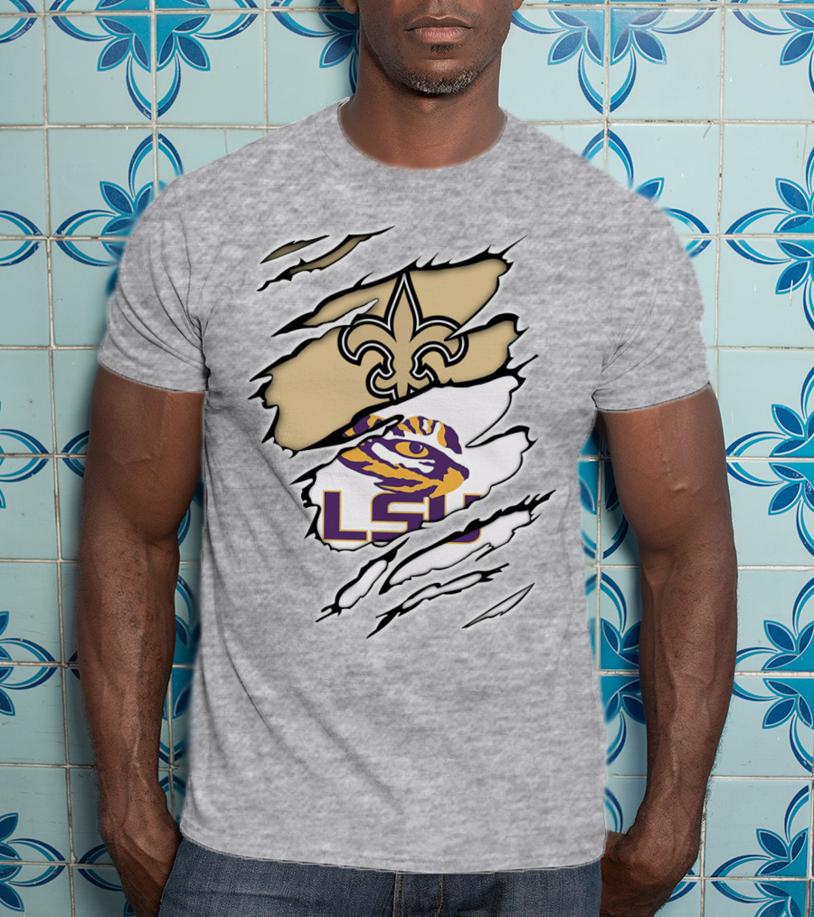 New Orleans Saints Lsu Tigers Claw Logo Fusion T-Shirt