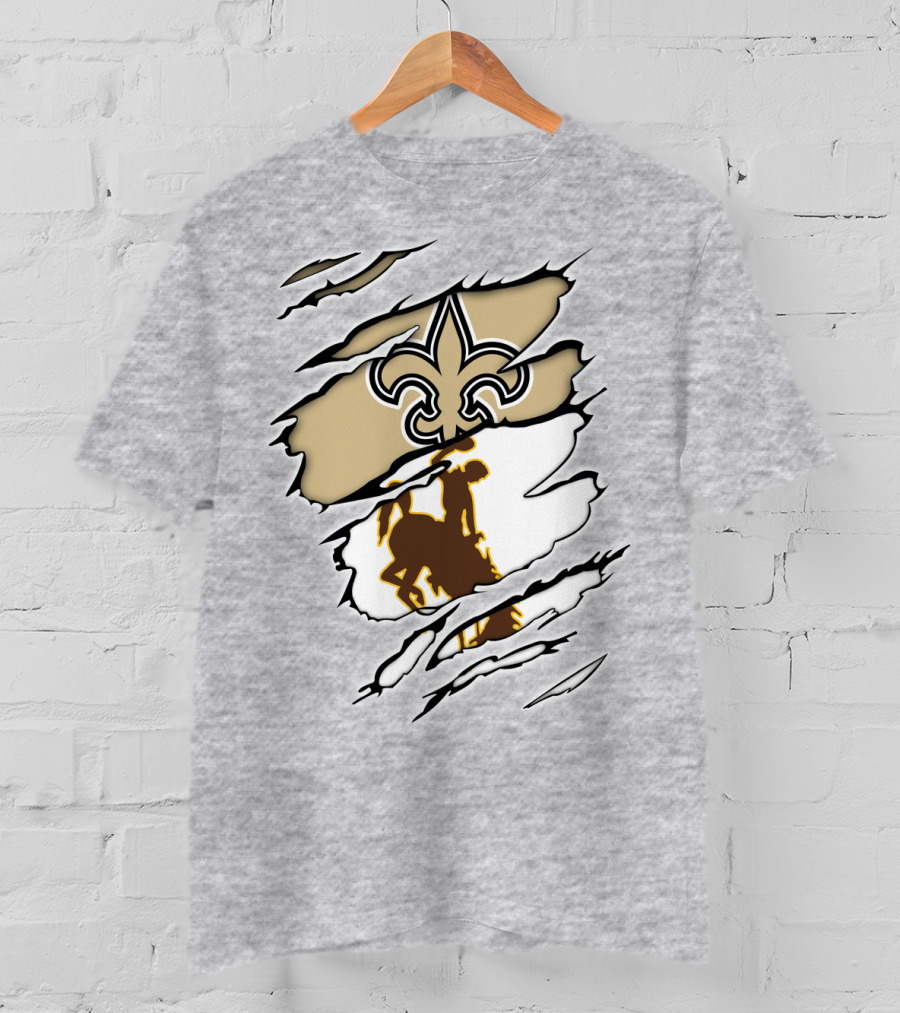 Saints Wyoming Fleur-de-Lis Rodeo Rider Tear T-Shirt