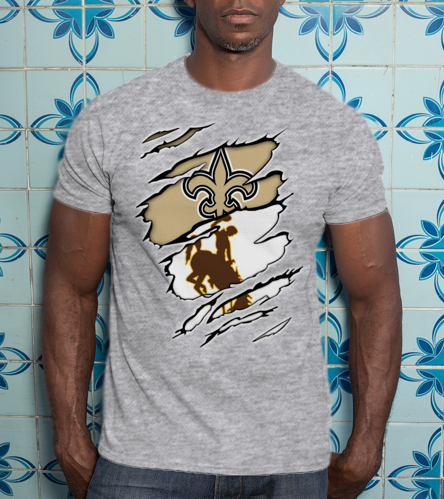 Saints Wyoming Fleur-de-Lis Rodeo Rider Tear T-Shirt