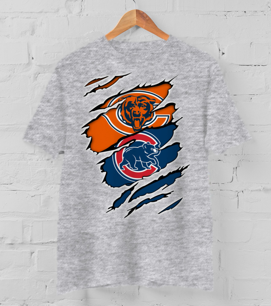 Chicago Bears Cubs Claw Marks Sports T-Shirt