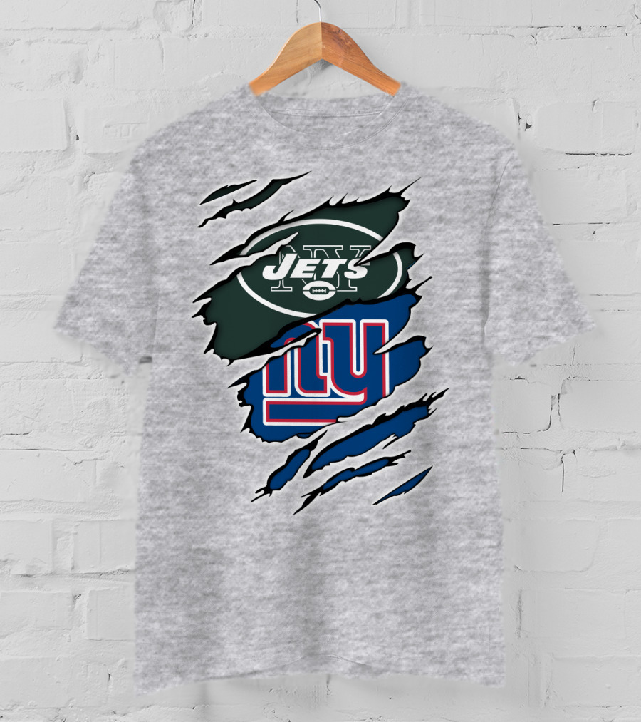New York Jets Giants Football Rivalry Claw Marks T-Shirt