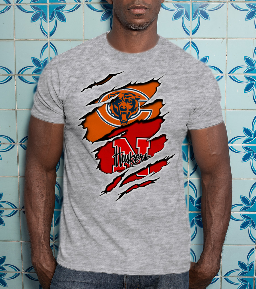 Chicago Bears Nebraska Huskers Claw Marks T-Shirt