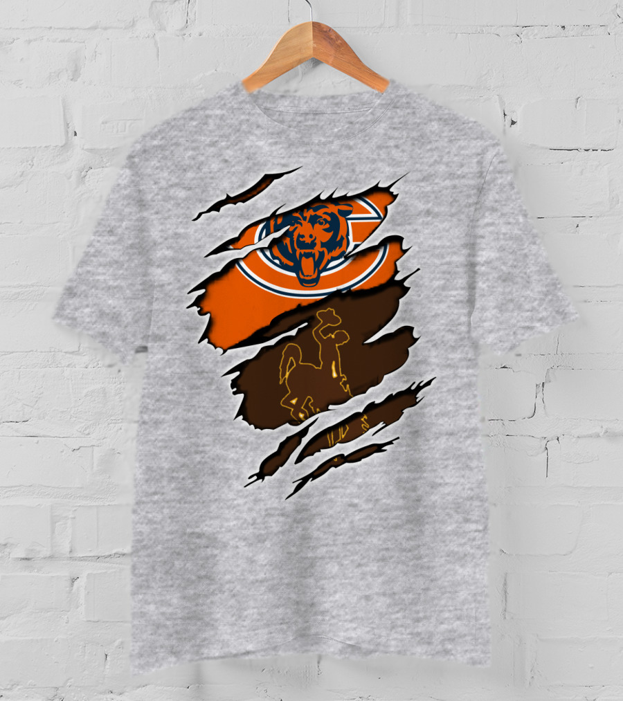 Bears Logo With Wyoming Cowboy Ripped Layers T-Shirt