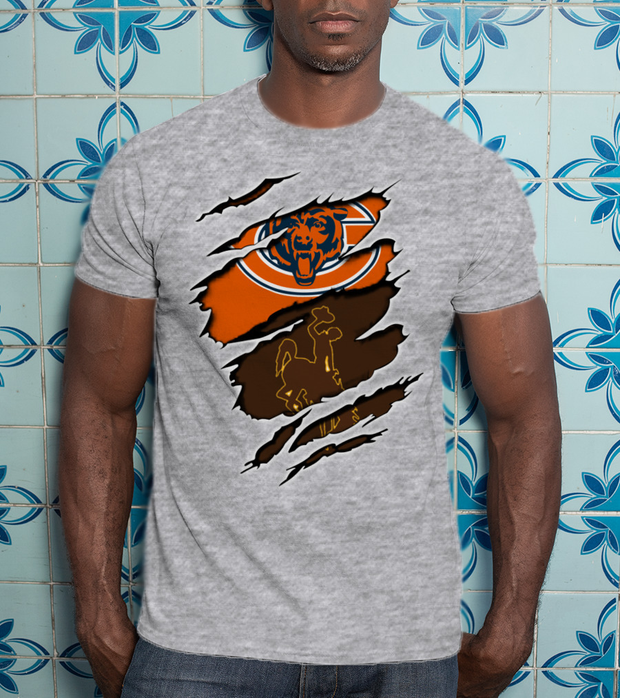 Bears Logo With Wyoming Cowboy Ripped Layers T-Shirt