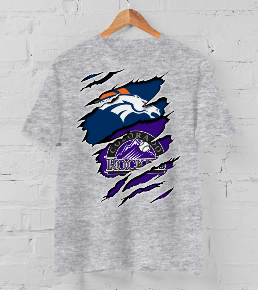 Denver Broncos Colorado Rockies Fan Crossover T-Shirt