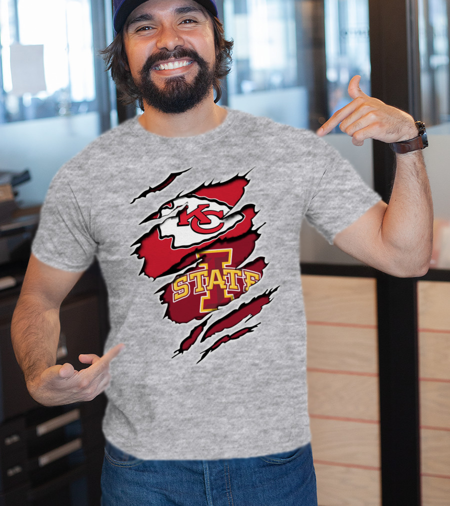Kansas City Chiefs Iowa State University Torn Claw Marks T-Shirt