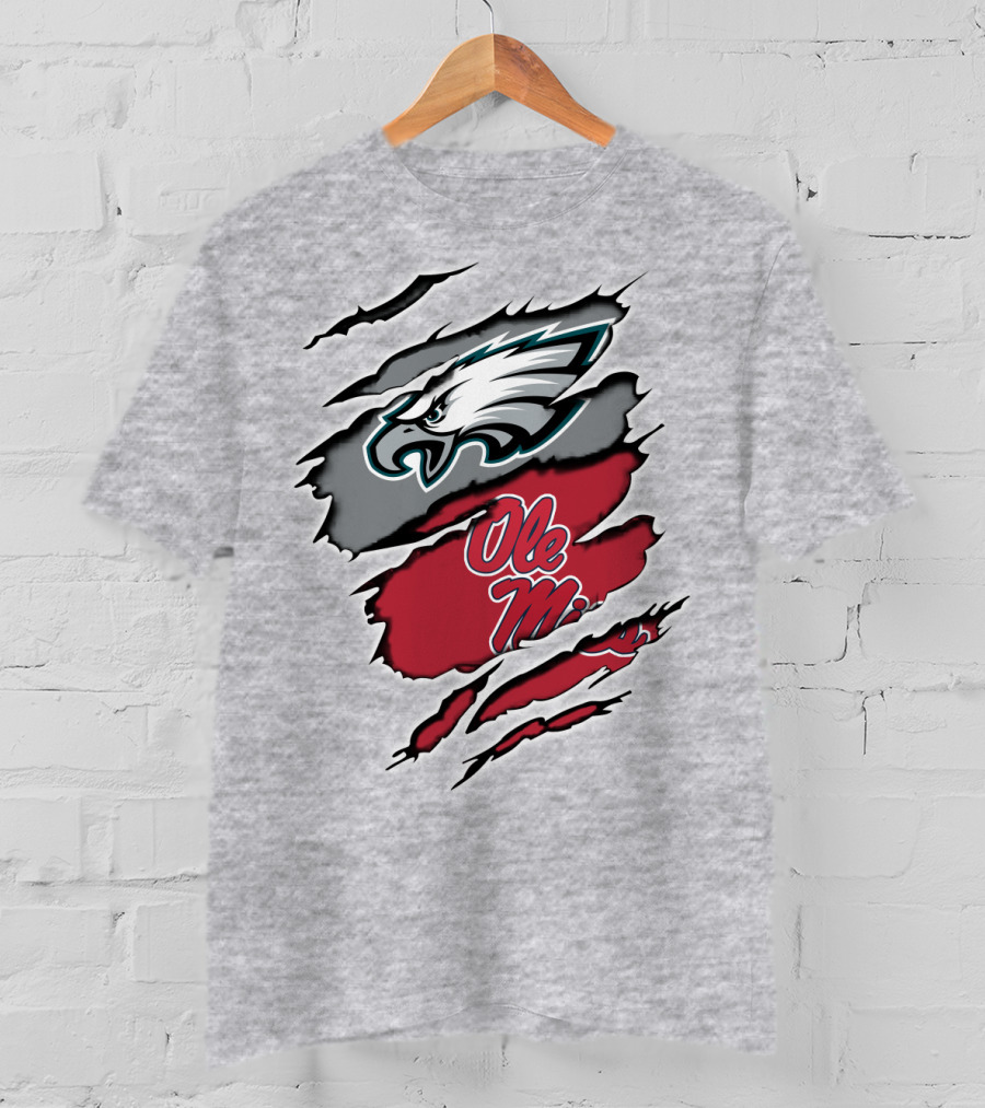 Philadelphia Eagles Ole Miss Ripped Claw T-Shirt