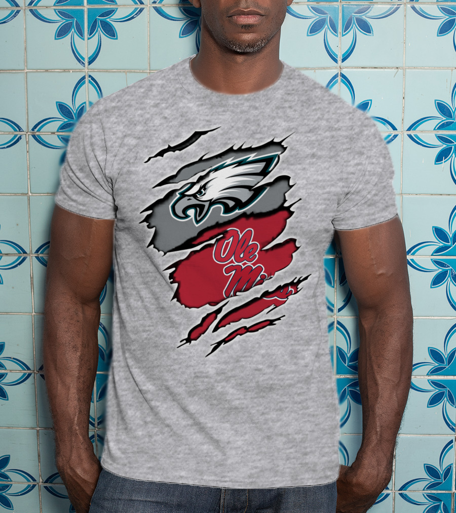 Philadelphia Eagles Ole Miss Ripped Claw T-Shirt
