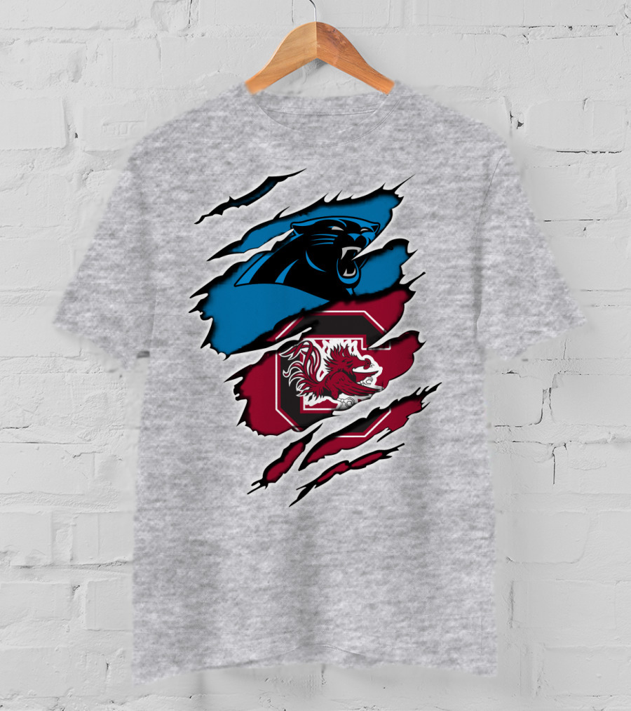 Panthers Gamecocks Clawmarks Logo Fusion T-Shirt