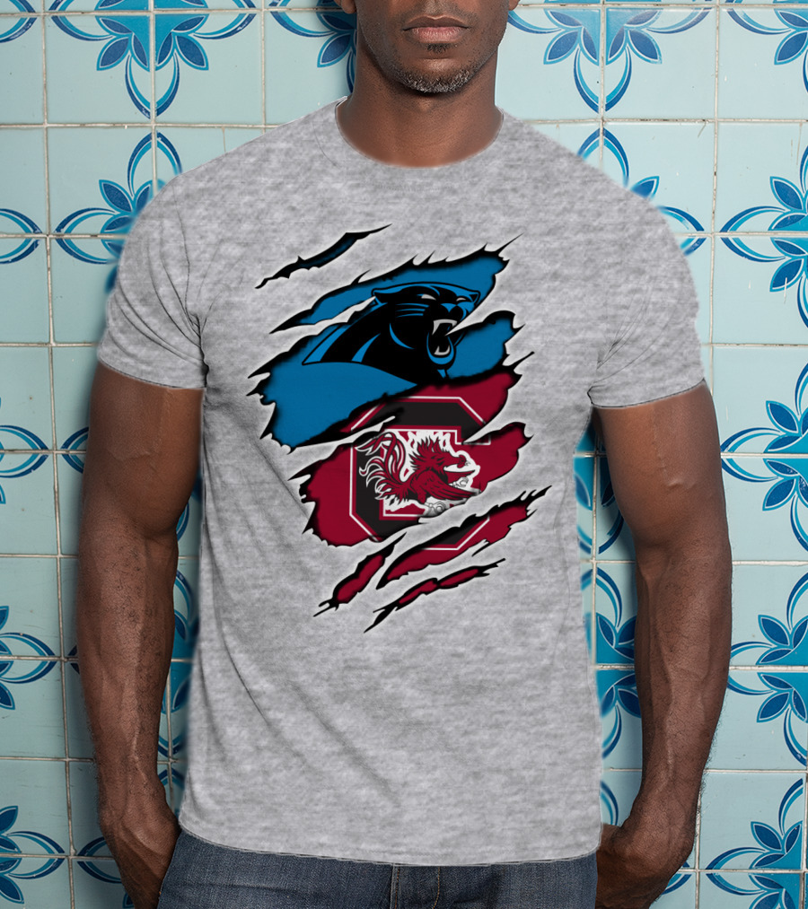 Panthers Gamecocks Clawmarks Logo Fusion T-Shirt