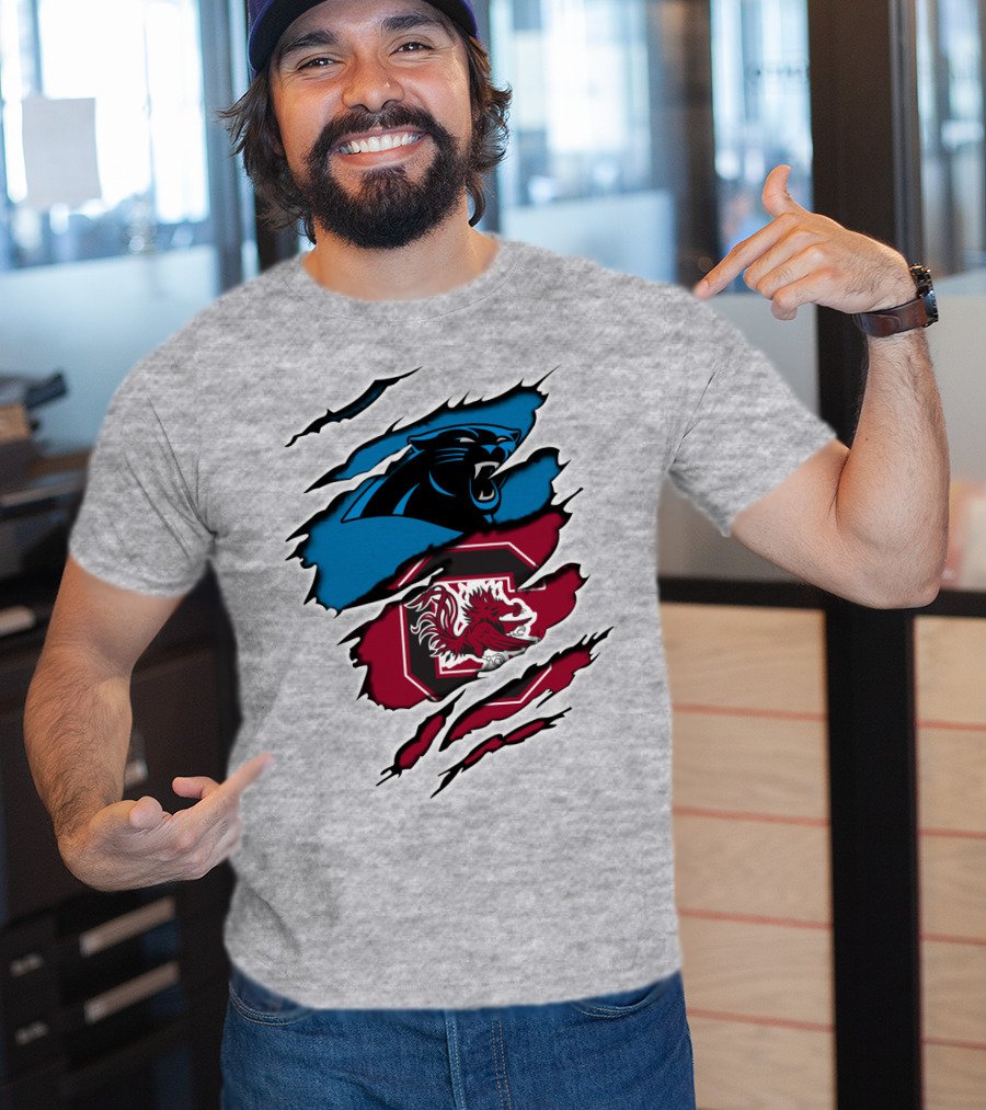 Panthers Gamecocks Clawmarks Logo Fusion T-Shirt