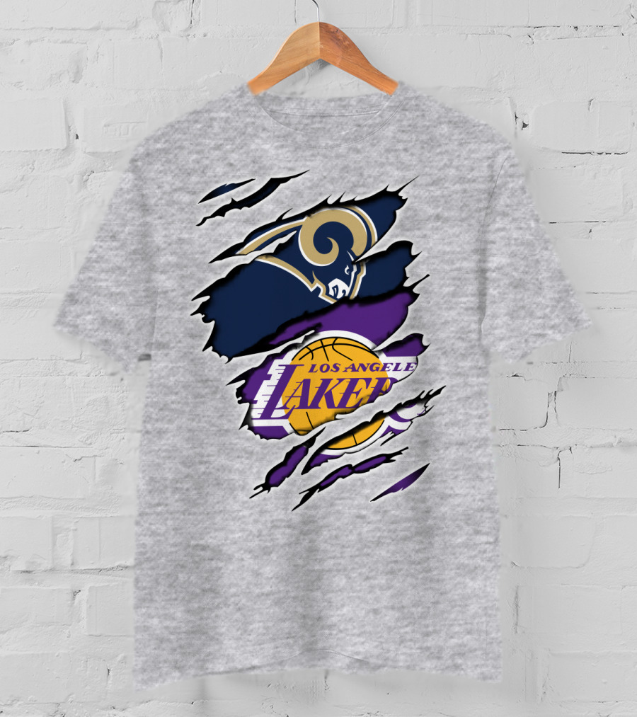 Los Angeles Rams Lakers Dual Logo Collaboration T-Shirt