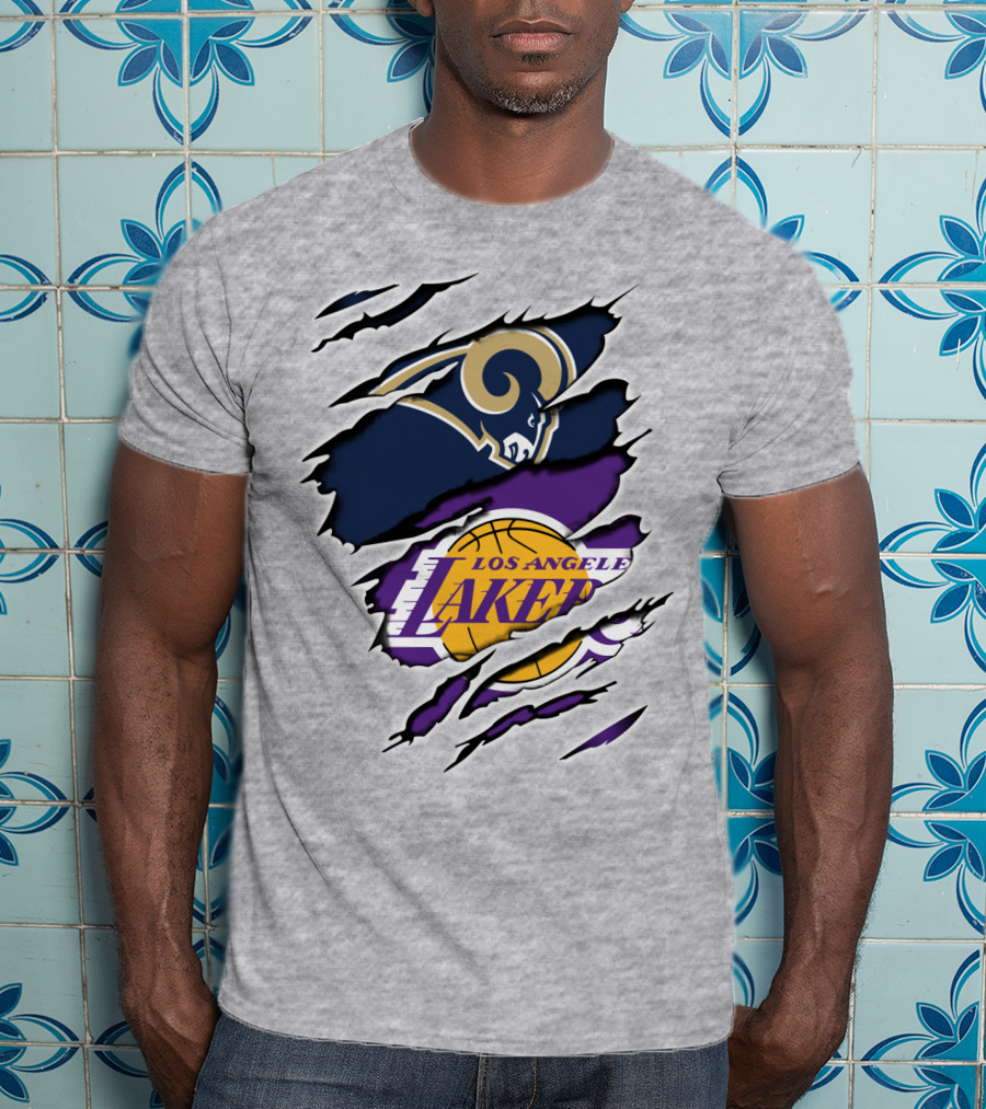 Los Angeles Rams Lakers Dual Logo Collaboration T-Shirt