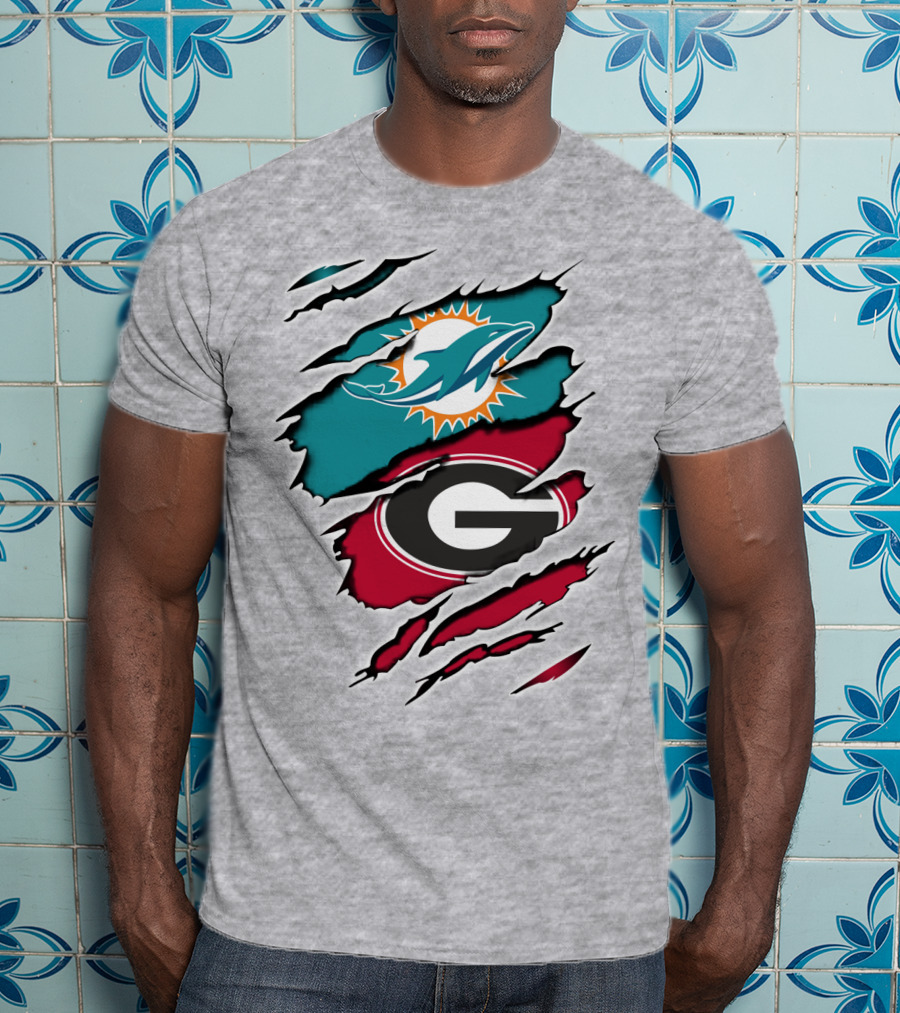 Miami Dolphins Georgia Bulldogs Dual T-Shirt
