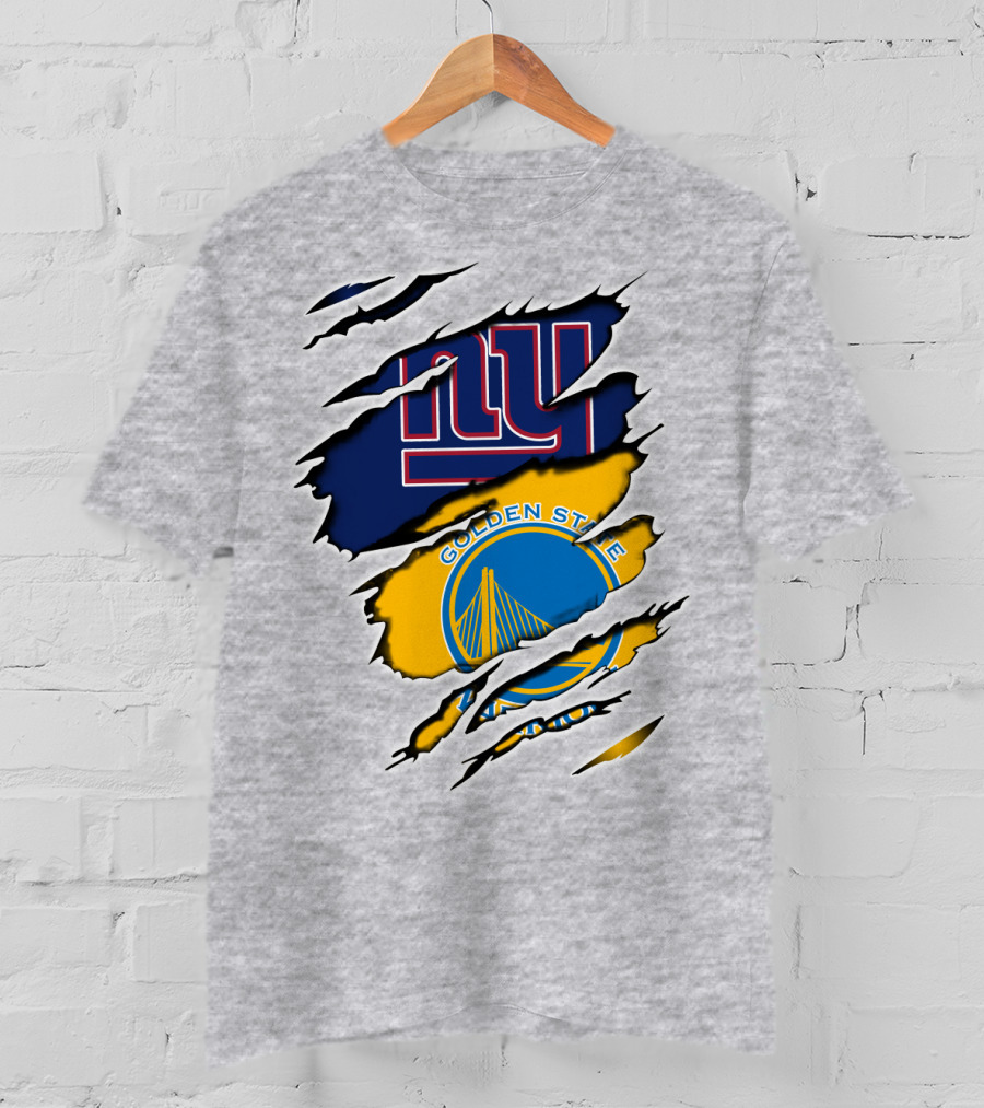 New York Giants Golden State Warriors Ripped Dual Team Representation T-Shirt