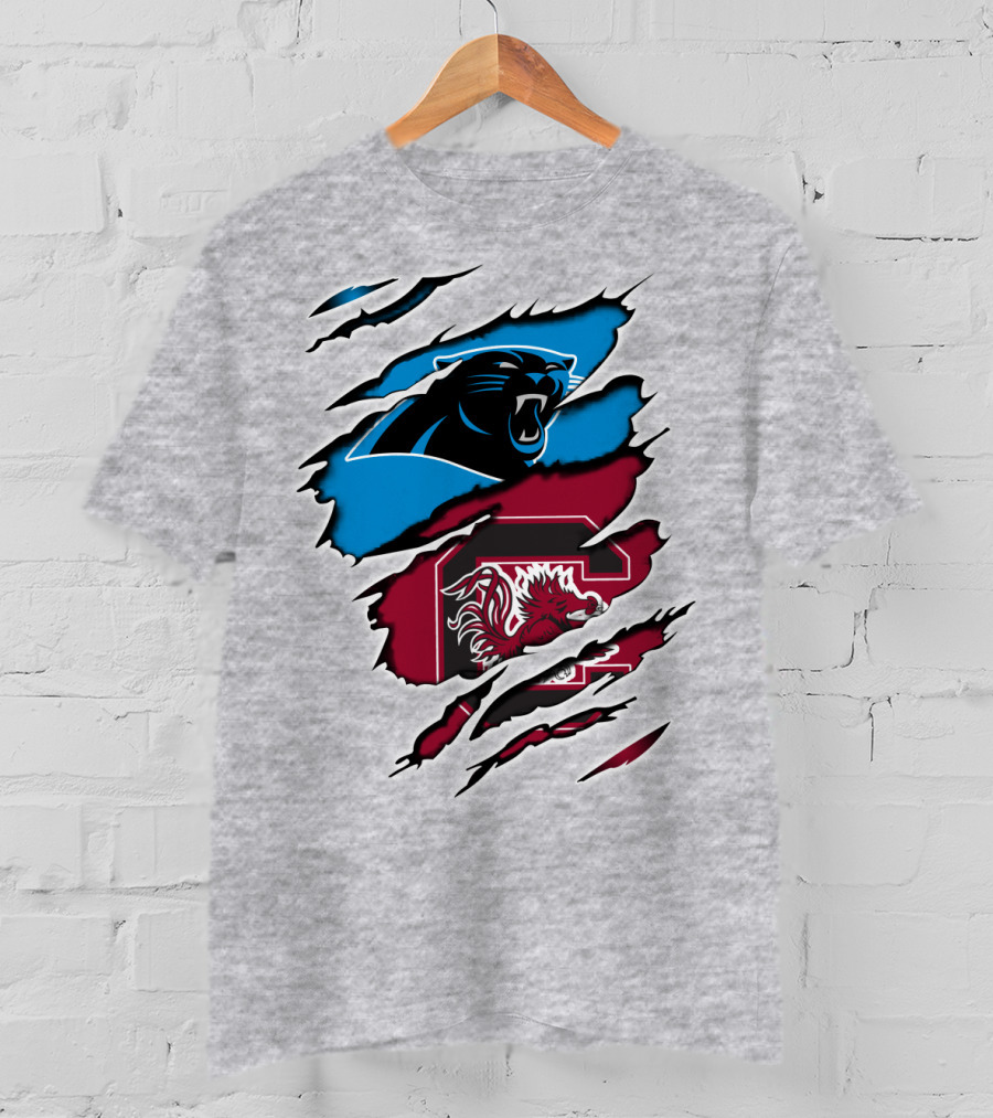 Panthers Gamecocks Team Spirit Claw Marks Logo Fusion T-Shirt
