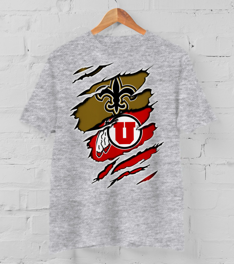 New Orleans Saints Utah Utes Torn Claw T-Shirt