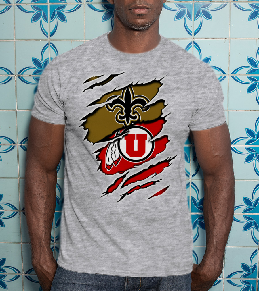 New Orleans Saints Utah Utes Torn Claw T-Shirt
