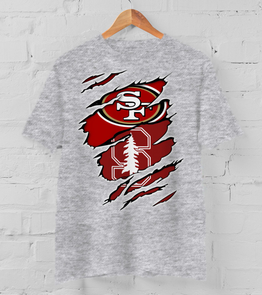 SF 49ers Stanford Cardinal Tree Logo Football T-Shirt