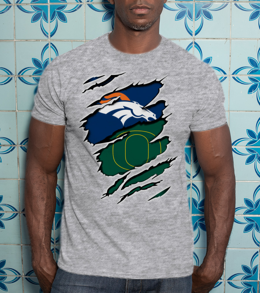 Broncos Ducks Layered Tear Concept T-Shirt
