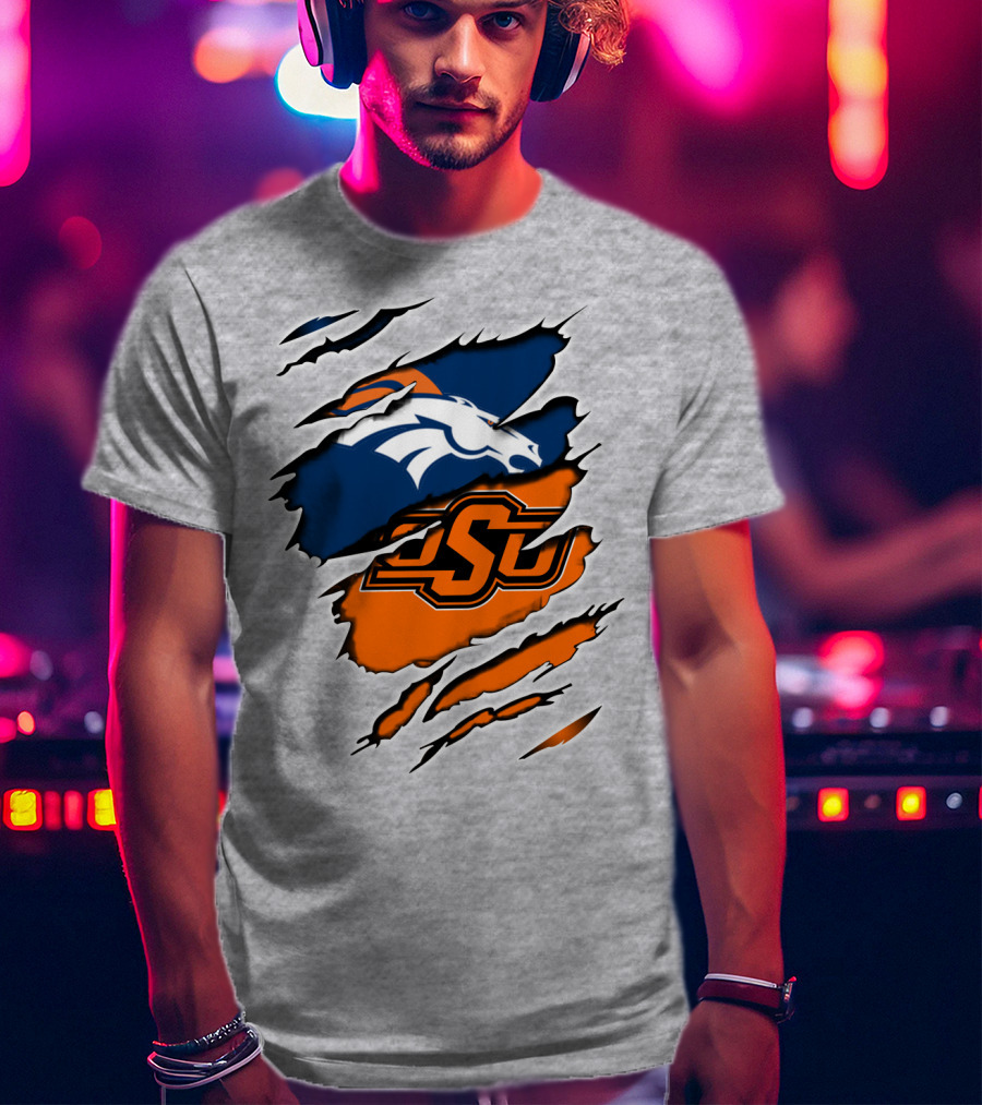 Broncos Osu Football Crossover Pro College Logos Integration T-Shirt