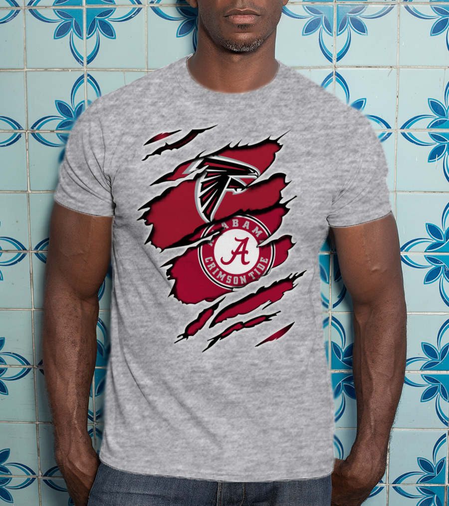 Alabama Crimson Tide Falcons Logo Torn T-Shirt