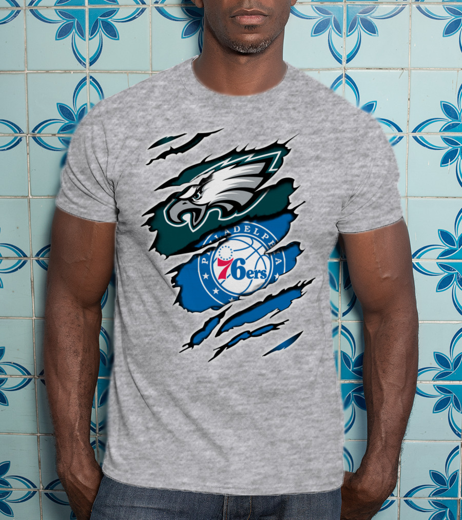 Philadelphia Eagles 76ers Rip Claw T-Shirt