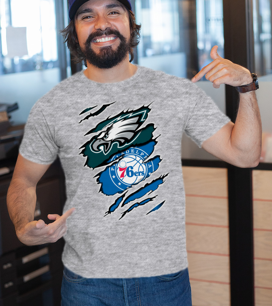 Philadelphia Eagles 76ers Rip Claw T-Shirt