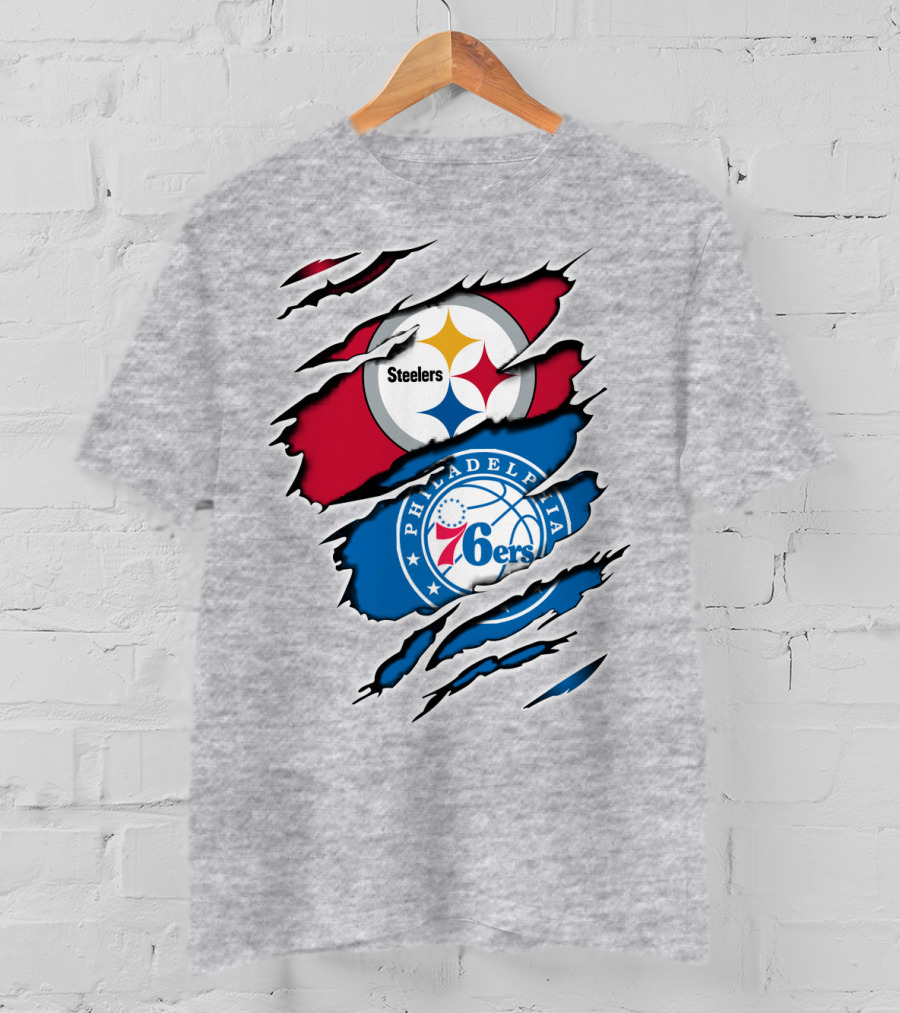 Steelers Philadelphia 76ers Logo Mashup T-Shirt